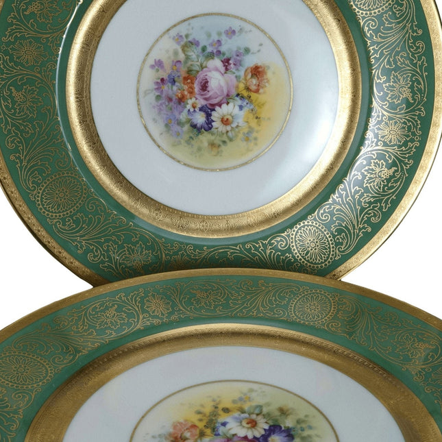 c1930 Pickard-Heinrich Gold Encrusted Service Plate set 10 7/8" (5)