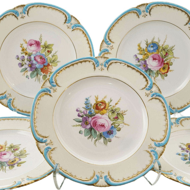 c1920 Joseph Colclough Minton Hand painted dinner plate set (5)