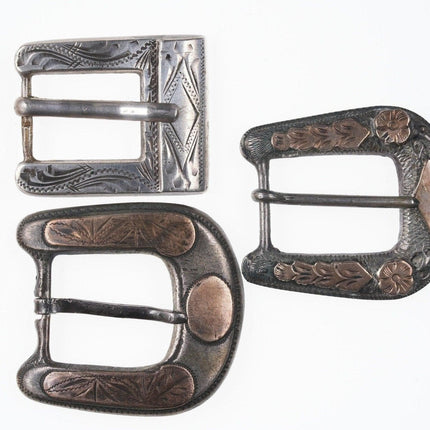 3 Vintage Mexican Sterling silver/gold belt buckles
