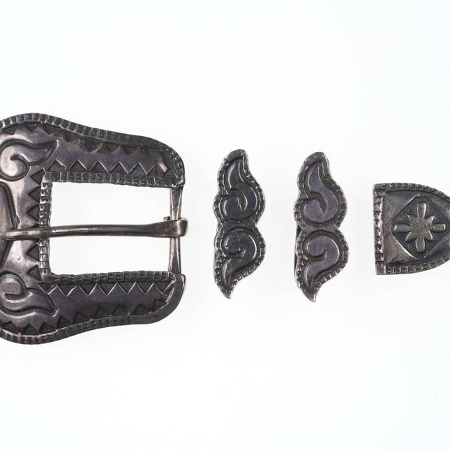 Old Pawn Native American Sterling silver ranger belt buckle set