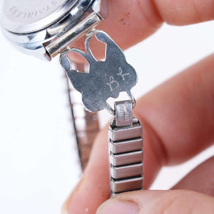 Vintage Zuni Sterling multi-stone inlay butterfly watch