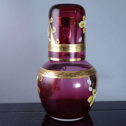 Vintage Bohemian Cranberry Tumble Up Dresser Water Carafe