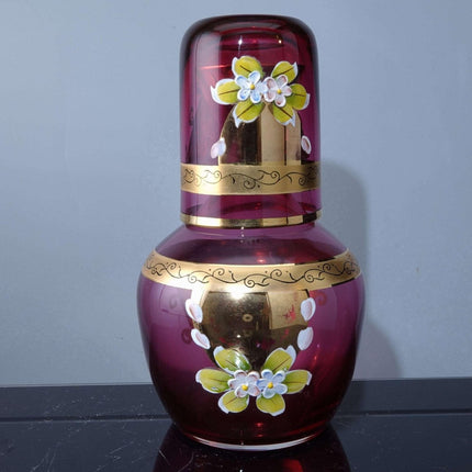 Vintage Bohemian Cranberry Tumble Up Dresser Water Carafe