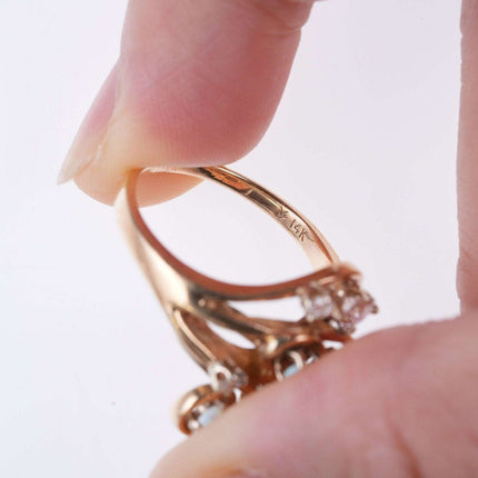 Vintage Sz7 14k gold diamond and opal ring