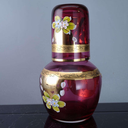 Vintage Bohemian Cranberry Tumble Up Dresser Water Carafe