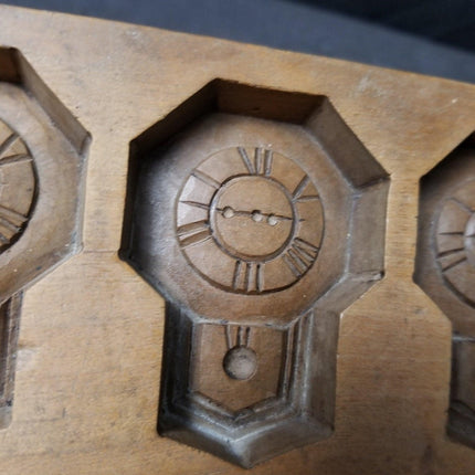 Antique Japanese Kashigata Carved Wood Cookie Mold ClocksC.1920.