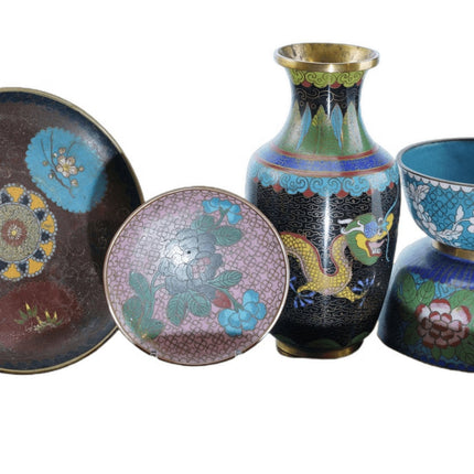 c1900 Chinese Republic Period Cloisonne collection 5pc