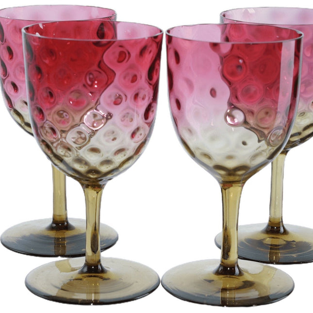 c1890 Amberina Art Glass Goblet set of 4