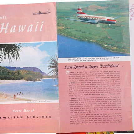 c1952 Reisebroschüren für Hawaii-Inseln Inter Island Pan American Airlines, United Airlines