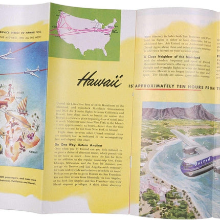 c1952 Reisebroschüren für Hawaii-Inseln Inter Island Pan American Airlines, United Airlines