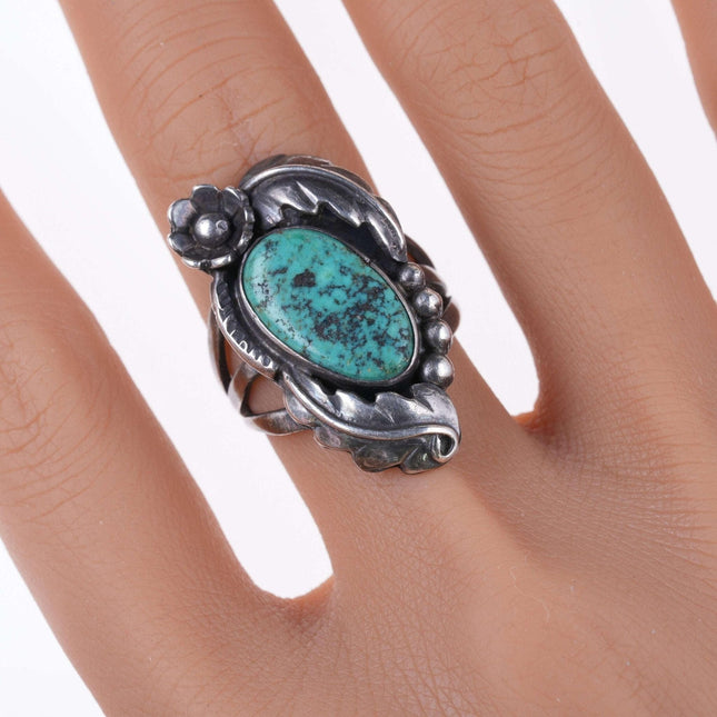 sz8 Vintage Katherine Chiquito Navajo Sterling and turquoise ring