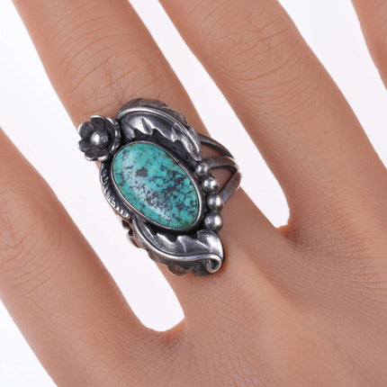 sz8 Vintage Katherine Chiquito Navajo Sterling und Türkis Ring