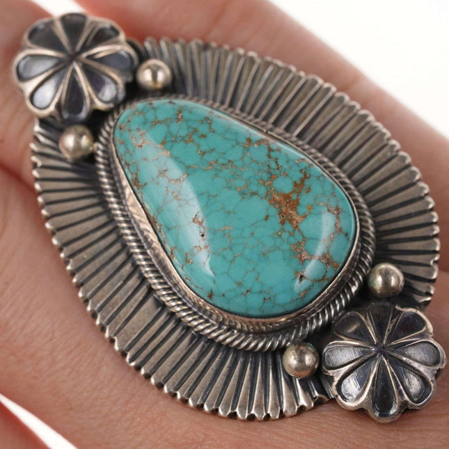 sz6 Paul Livingston Navajo Sterling ber Turquoise Ring