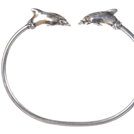 Kabana Vintage 925 Sterling Silver Dolphin Bypass Wrap Bracelet