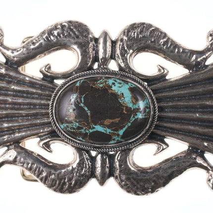Robert Chee Cast Sterling/ Carrico lake turquoise belt buckle