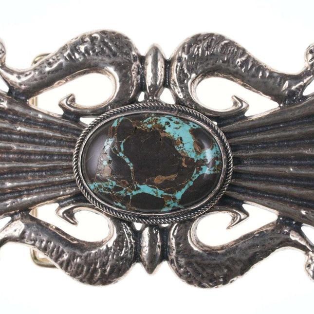 Robert Chee Cast Sterling/ Carrico lake turquoise belt buckle