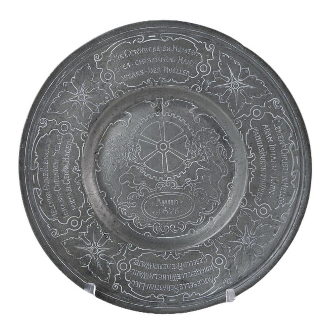Anno 1678 17th Century Engraved Pewter Plate