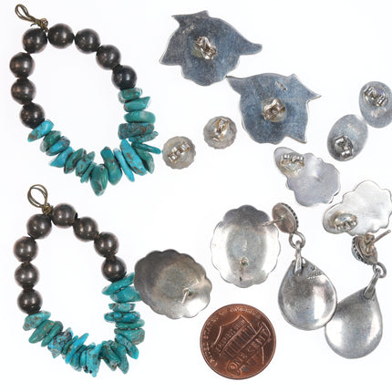 7pr Vintage Southwestern sterling silver  earrings