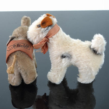 2 1950's Steiff Mohair Miniatures Elephant and Dog