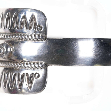 Vintage Navajo sterling onyx cuff bracelet