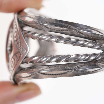 Vintage Navajo sterling jasper cuff bracelet k