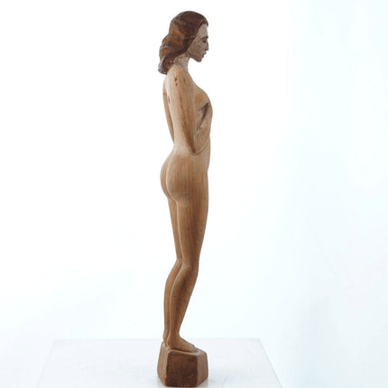 Antique Carved wood Folk Art  woman sculpture