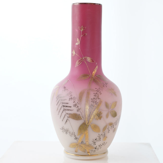 c1890 波西米亚桃花珐琅花瓶
