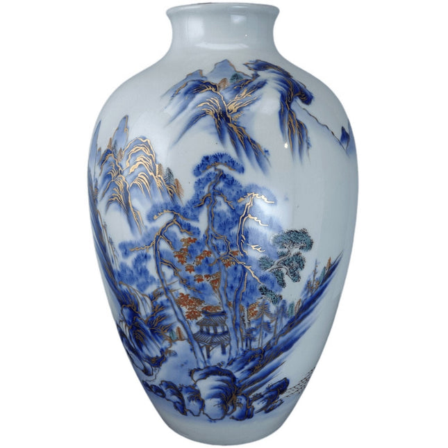明治时期日本有田手绘瓷花瓶