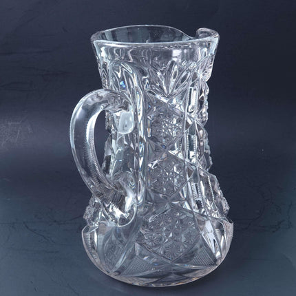 c1900 EAPG Formgeblasener Wasserkrug Frühes amerikanisches Musterglas