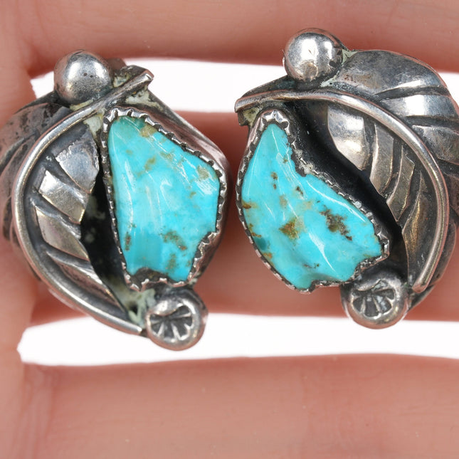 Felicita Eustace, Cochiti (1927-2016) Carved turquoise silver clip on earrings
