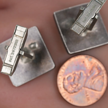 Vintage Zuni Sterling turquoise channel inlay cufflinks