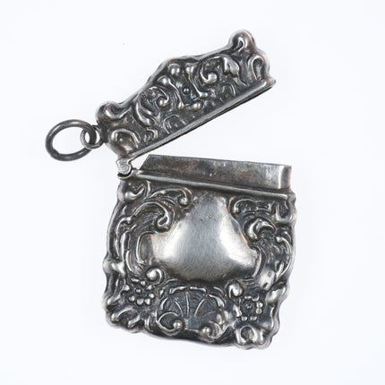 Antique Sterling repousse Chatelaine Stamp box pendant