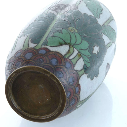 Hohe japanische Cloisonné-Lotusvase aus der Meiji-Zeit mit mattem Finish