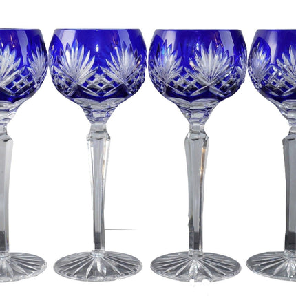 4 Bohemian Ajka Caroline Cobalt Blue Water Goblets