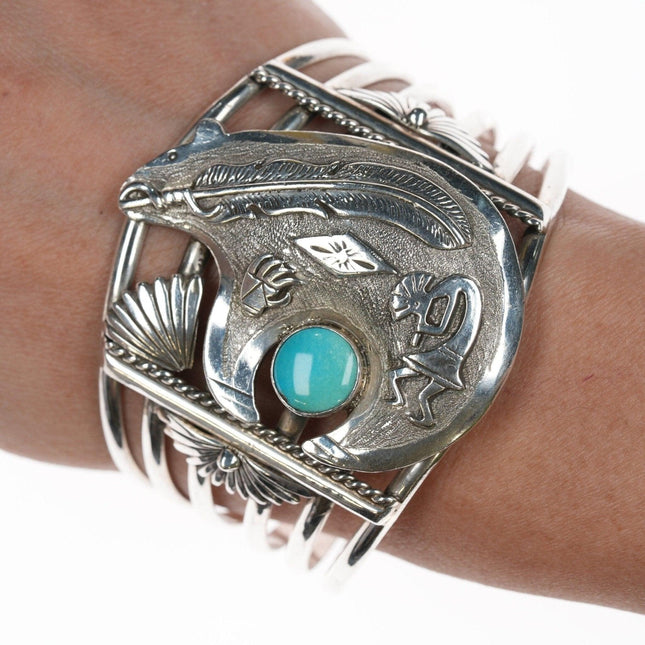 7" Leroy James Navajo sterling and turquoise cuff bracelet