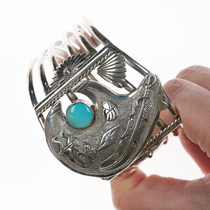 7" Leroy James Navajo sterling and turquoise cuff bracelet