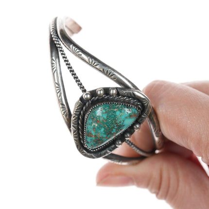 6.75" Vintage Navajo sterling and turquoise cuff bracelet