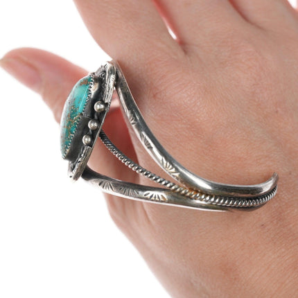6.75" Vintage Navajo sterling and turquoise cuff bracelet