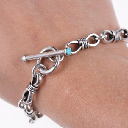 6.5" EKD Southwestern sterling toggle bracelet with turquoise accents