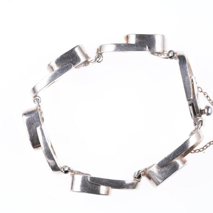 7" Retro Modernist mexican sterling and onyx bracelet