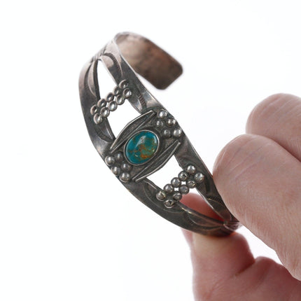 6.5" 30's-40's Hand stamped Navajo silver bracelet