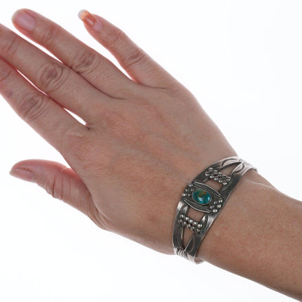 6.5" 30's-40's Hand stamped Navajo silver bracelet