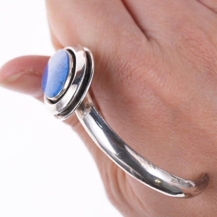 6.5" Leroy Begay Navajo Sterling and denim lapis bracelet