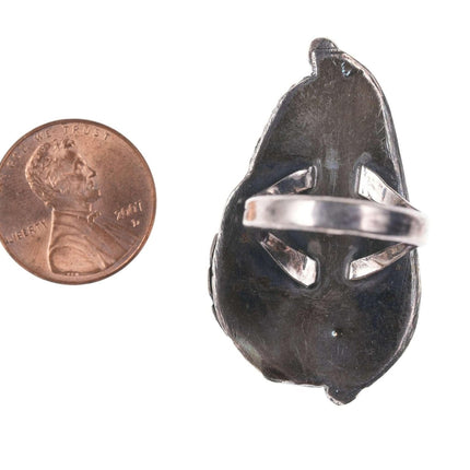 尺寸 7.5 复古美洲原住民纯绿松石戒指
