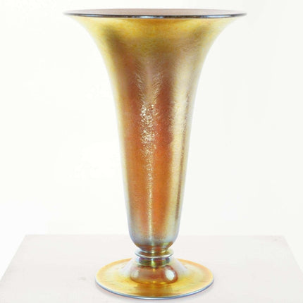 Large 1920's Steuben Aurene Footed Flared vase shape