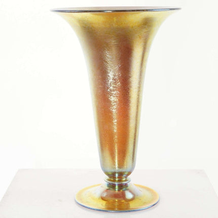 Large 1920's Steuben Aurene Footed Flared vase shape