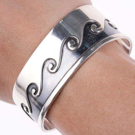 6,5" Vintage-Armband im Sterling-Overlay-Stil der amerikanischen Ureinwohner