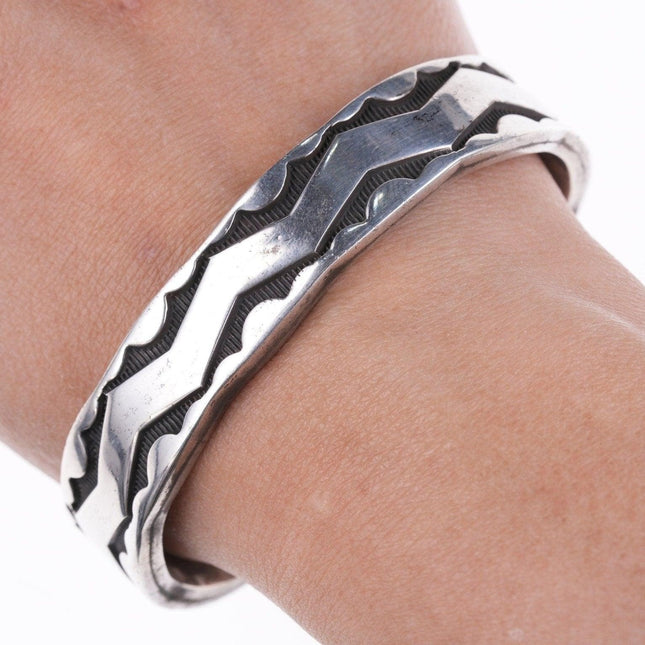 7" Heavy Southwestern sterling silver cuff bracelet