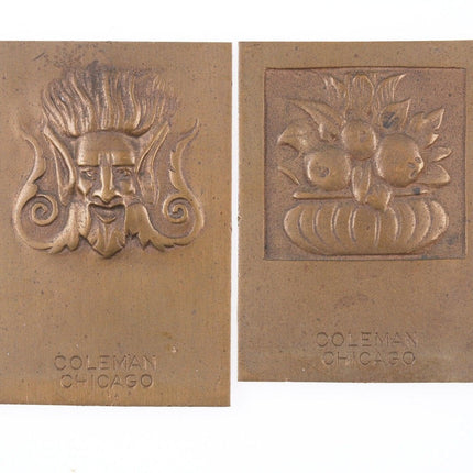 2 c1910 Coleman Chicago Brass plaque's/markers