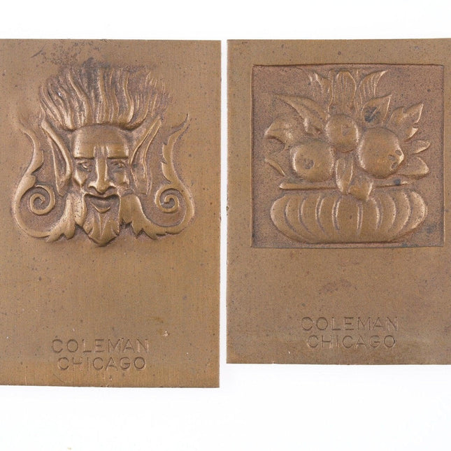 2 c1910 Coleman Chicago Brass plaque's/markers